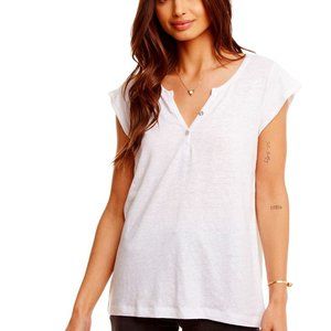 LINEN JERSEY BUTTON FRONT CAP SLEEVE BABY HENLEY